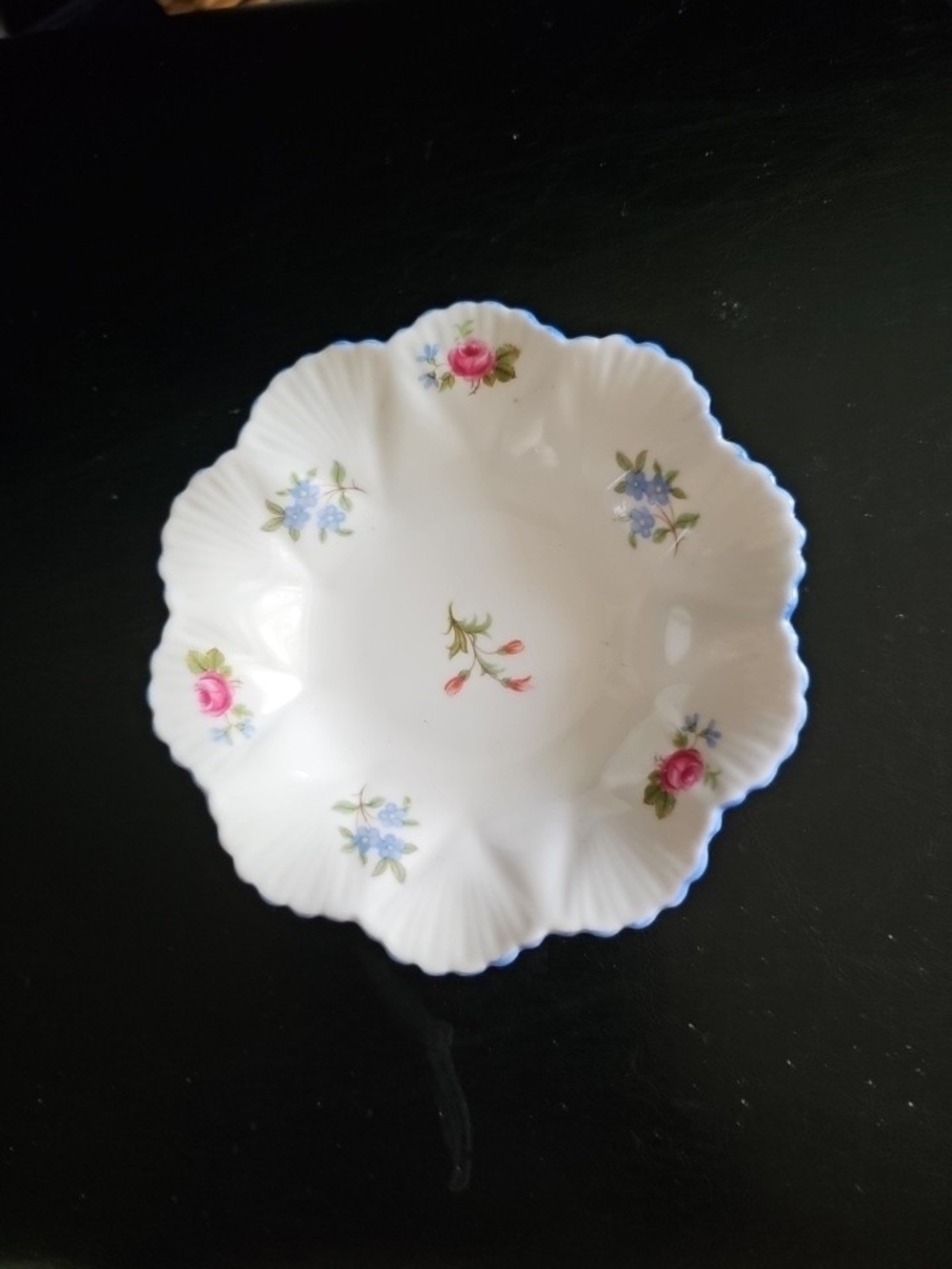 Vintage Shelley Floral Scalloped Fine bone china candy bowl / trinket dish